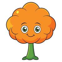Smiling orange cartoon tree illustration isolated on white background vector