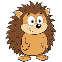 Cute cartoon hedgehog illustration standing upright with a smiling expression vector