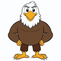 Cartoon bald eagle mascot with hands on hips and angry expression vector