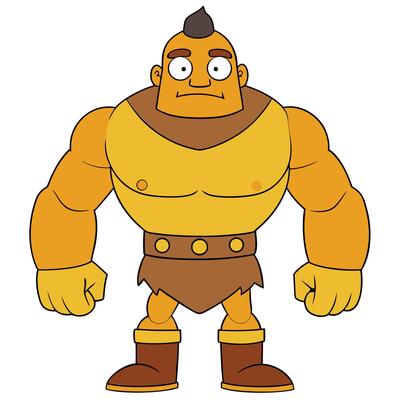 Cartoon muscular character illustration ancient warrior isolated on white background design