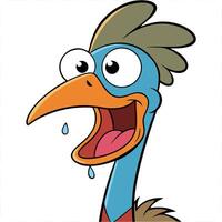 Cartoon bird character illustration with drool and big eyes expression vector