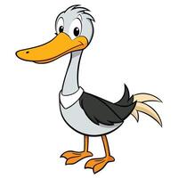 Standing cartoon duck with an orange beak and expressive eyes isolated vector