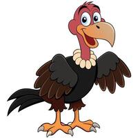 Cheerful cartoon vulture standing with open wings and a friendly expression vector