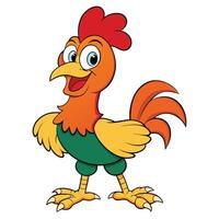 Cheerful cartoon rooster with bright colors and expressive features illustration vector