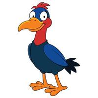 Cartoon character bird isolated on white background featuring blue and red plumage vector