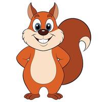 Happy cartoon squirrel standing with hands on hips isolated on white background vector