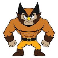 Cartoon superhero character with muscular build and angry expression illustration vector