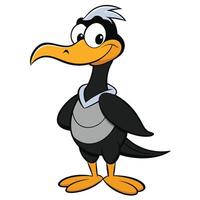 Cartoon roadrunner character mascot standing with optimistic expression illustration vector