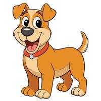 Cheerful cartoon dog character with a red collar isolated on white background vector