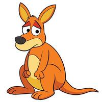 Sad cartoon kangaroo character with downcast expression in illustration vector