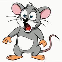 Shocked cartoon mouse illustration featuring exaggerated expression and classic animation style vector