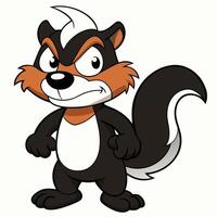 Cartoon skunk character with angry expression and attitude on white background vector
