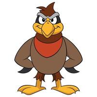 Cartoon hawk with serious expression illustration for children projects and design vector