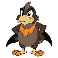 Cartoon style bird character posing with hands on hips isolated vector