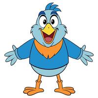 Cheerful animated bird cartoon character with open arms inviting embrace vector