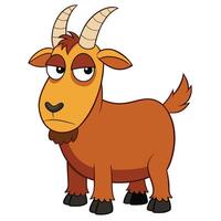 Cartoon goat with disapproving expression standing on a white background illustration vector