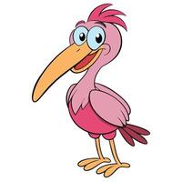 Cute cartoon ibis bird character illustration with smiling expression design vector