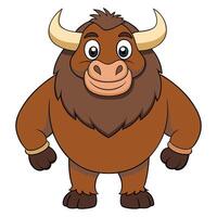 Cute cartoon brown bull character standing isolated on a white background vector