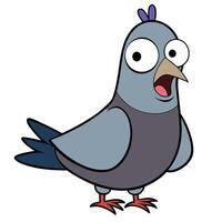 Cartoon pigeon illustration with a surprised expression isolated on white vector
