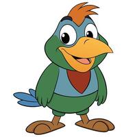 Cute cartoon bird character illustration friendly bird image design element vector
