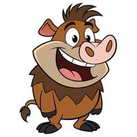 Cheerful cartoon warthog with a big smile character illustration vector