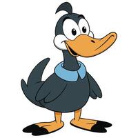 Cartoon duck character with blue collar illustration for childrens content vector