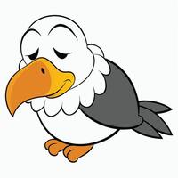 Cartoon bald eagle mascot illustration with expressive face and muted color palette vector