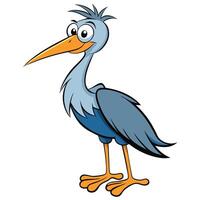 Cartoon heron character mascot illustration with friendly expression isolated on white vector