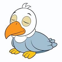 Cartoon seagull resting with eyes closed in a simple illustration style vector