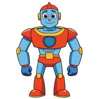 Cartoon robot illustration with friendly expression and bold outline design vector