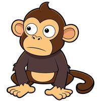 Cute cartoon monkey character sitting down isolated on white background illustration vector