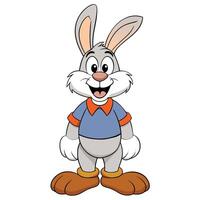 Cartoon bunny rabbit standing upright isolated against white background illustration vector