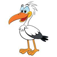 Cheerful cartoon stork illustration graphics for kids animation and mascot designs vector