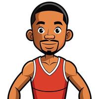 Basketball player cartoon character with red uniform and friendly expression illustration vector