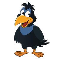 Cheerful cartoon crow standing upright with a bright expression and friendly demeanor vector