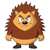 Angry cartoon hedgehog character illustration with spikes and grumpy expression art vector