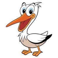 Cartoon stork character with happy expression isolated on white background illustration vector