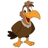 Cartoon vulture smiling on white background with funny expression isolated image vector