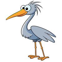Cartoon heron illustration wading bird mascot character graphic design element vector
