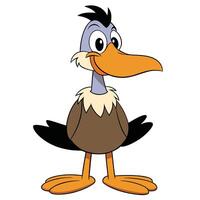 Cartoon vulture character illustration smiling animated bird animal on white background vector