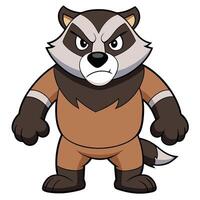 Angry raccoon character cartoon mascot with grumpy expression illustration vector