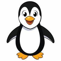 Cute cartoon penguin character with happy expression isolated on white background vector