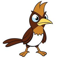 Cartoon bird character with angry expression isolated on white background full body vector