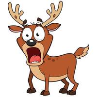Cartoon reindeer character shocked with open mouth and wide eyes illustration vector
