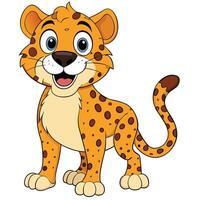 Cute cartoon leopard character illustration friendly animal design isolated on white background vector