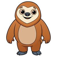 Cartoon sloth illustration adorable smiling animal character design graphic vector