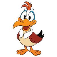 Plucky duck cartoon character standing optimistically animation style illustration vector