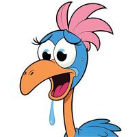 Crying cartoon bird illustration with expressive emotions and colorful design elements vector