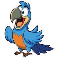 Cheerful blue parrot cartoon illustration with an open beak on a white background vector