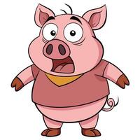 Cartoon pig character with surprised expression isolated on white background for digital use vector